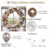 CIFEEO 165pcs Mr&Mrs Balloons Arch Doubled Pearl Coffee Ballon Garland Kit Champagne Transparent Globos Wedding Party Decor Supplies