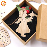 Christmas Gift 6PCS Lovely European Christmas Wooden Pendants Ornaments Wood Craft Christmas Tree Ornaments Decorations Kids Toys Hanging Gifts