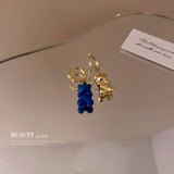 Cifeeo Korean New Style Simple Blue Bow Earrings Fashion Versatile Geometric Earrings Female Jewelry