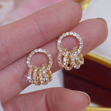 Super Shining Buckle Circle Earrings for Women Elegant Zirconia Stud Earring Birthday Gift Brincos