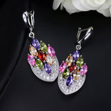 Cifeeo  Anchor Shape Dangle Drop Long Cubic Zirconia Red Purple Earrings For Women  Fashion Jewelry Accessories