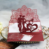 10pcs European Laser Cut Wedding Invitations Card 3D Tri-Fold Diamond Ring Elegant Greeting Card Wedding Party Favor Decoration