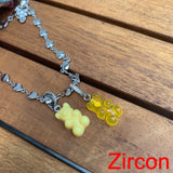 Candy Color Gummy Bear Resin Pendant Necklace for Women Simple Golden Metal Chain Necklace Female Fashion Jewelry Gifts