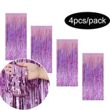 4pcs/Pack Glitter Backdrop Fornite Curtain Bachelorette Party Birthday Party Decorations Tinsel Curtain Wedding Decoration Birth