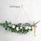 Christmas Gift Artificial Eucalyptus Leaves Vine Green Silk Leaf Fake Rattan Artificial Plants Ivy Wreath Garland Wall Hanging Wedding Decor