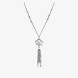 Cifeeo-Lotus Tassel Pendant Silver Necklace