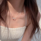 CIFEEO-Double-layer Pearl Camellia Necklace