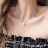 CIFEEO-Double-layer Pearl Camellia Necklace