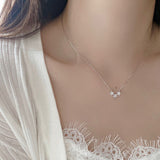 CIFEEO-Double-layer Pearl Camellia Necklace