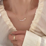 CIFEEO-Double-layer Pearl Camellia Necklace