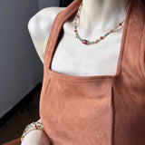 CIFEEO-Pearl and Rhinestone Pendant Necklace