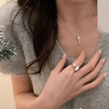 CIFEEO-Double-layer Pearl Camellia Necklace