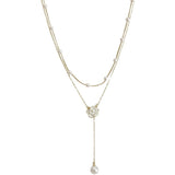 CIFEEO-Double-layer Pearl Camellia Necklace