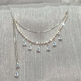 CIFEEO-Pearl and Rhinestone Pendant Necklace