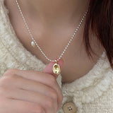 CIFEEO-Double-layer Pearl Camellia Necklace