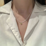 CIFEEO-Double-layer Pearl Camellia Necklace