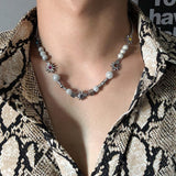 Cifeeo-Reflective Pearl Stitching Necklace