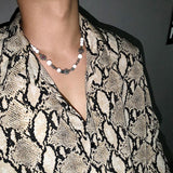 Cifeeo-Reflective Pearl Stitching Necklace