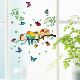 Back to school Spring Summer Tree Branch Bird Stickers Window Cling Butterfly Decals Glass Door Decoration Home Fridge Kids Room No Glue Vinyl