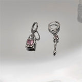 Cifeeo Trending Goth Pink Heart Pendant Drop Earrings For Women Peach Sweet Cool Aesthetic Y2K Jewelry Christmas Black Friday Deals
