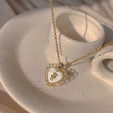 Cifeeo Trendy Fine 14K Real Gold Heart Shaped Opal Chain Pendant Necklace for Women Temperament Jewelry Shiny AAA Zircon Wedding Gift