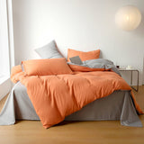 Cifeeo New Simple Solid Color Bedding Set Full Size AB Double-sided Duvet Cover Set with Bed Sheet Quilt Cover and Pillowcases Double