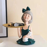 Cifeeo Creative Character Sculpture Storage Tray Girl Resin Crafts Housewarming Gift Home Living Room Entrance Key Storage Decoration