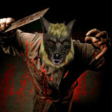 Cifeeo  Halloween Rubber Wolf Head Mask Gloves Werewolf Cosplay Costume Set Latex Masquerade Party Scary Decoration Festival Horror Prop