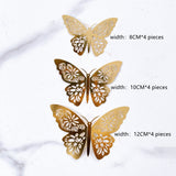 Back to school 12Pcs Gold Butterfly Cake Topper DIY Home Decoration Simulation Metal Texture Hollow Butterflies Wedding Crafts Party Decoration