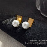 Christmas Gift 925 Silver Needle Fashion Jewelry Geometric Earrings 2022 New Trend Hot Selling Pearl Stud Earrings For Women Party Gifts