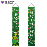 Cifeeo  Christmas Door Garlands Wall Pendants Happy New Year 2023 Couplet Curtain Green Water Ghost Xmas Couplet Merry Christmas Decor