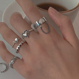 Cifeeo Vintage Hollow Heart Butterfly Rings Set For Women Metal Silver Color Geometric Spiral Shape Ring 22pcs Set 2023 Trendy Jewelry