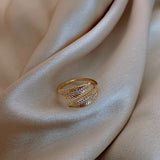 Graduation Gift New Arrival Rings Fashion Women Metal Party Classic Zircon Leaf Ring Female  Light Luxury Ring Adjustable Opening Jewelry
