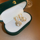 Back to school New Arrival Fashion Drop Earrings Metal Trendy Round Women Dangle Earrings Real Gold Plated Zircon Flower  Small Jewelry