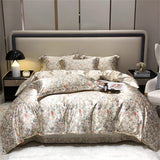 Cifeeo Mulberry Silk 4 Pieces Comforter Bedding Set, 1PC Duvet Cover, 1PC Bed Sheet, 2PCS Pillowcases, Luxury Home Textiles Bedclothes