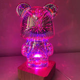 Cifeeo  Fireworks Glass Bear Glow Bear Romantic USB Plug Colorful Changelight Home Bedroom Living Room Desktop Night Light