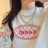 Cifeeo Kpop Heart Chain Choker Necklace For Women collar Goth Necklaces Aesthetic Jewellery Christmas Party Girl halloween New Chocker