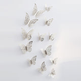 Back to school 12Pcs 3D Hollow Butterfly Wall Sticker for Home Decoration DIY Cake Decor Butterfly Stickers for Wedding Party Room Fridge Decor