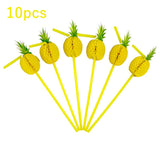 Back to school 10Pcs Flamingo Pineapple Drinking Straws Hawaii Beach Tropical Birthday Party Decoration Summer Pool Party Wedding Supplies