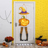 Cifeeo  2023 Halloween Pumpkin Hanging Sign Spooky Witch Bat Trick or Treat Banner Front Door decor Halloween Party Decorations for Home