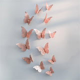 Back to school 12Pcs 3D Hollow Butterfly Wall Sticker for Home Decoration DIY Cake Decor Butterfly Stickers for Wedding Party Room Fridge Decor