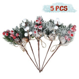 Christmas Gift Christmas Red Berry Articifial Flower Pine Cone Branch Christmas Tree Decorations Ornament Gift Packaging Home DIY Wreath