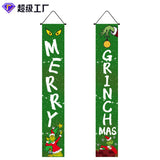 Cifeeo  Christmas Door Garlands Wall Pendants Happy New Year 2023 Couplet Curtain Green Water Ghost Xmas Couplet Merry Christmas Decor