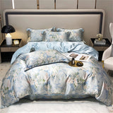 Cifeeo Mulberry Silk 4 Pieces Comforter Bedding Set, 1PC Duvet Cover, 1PC Bed Sheet, 2PCS Pillowcases, Luxury Home Textiles Bedclothes