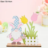 Easter Wooden Ornaments Decoration Cute Rabbit Bunny Egg Faceless Gnome Wood DIY Craft Spring Easter Home Decor Kids Gift Toy