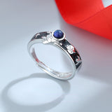 Cifeeo Exquisite Happy Planet Astronaut Spaceman Couple Ring Star Glass Stone Personality Open Ring Pair Ring Couple Birthday Gift