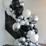 123pcs Marble Balloons Garland Kit Chrome Sliver Black White Balloon Arch Birthday Wedding Baby Shower Hollywood Party Decor