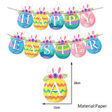 Cifeeo  Happy Easter Rabbit Bunny Easter Eggs Banner Garland Wall Hanging Bunting Flag Easter Decoration Kids Birthday Party Decor