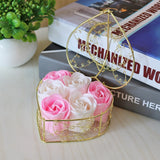 Metal Basket 6 Rose Soap Flower Heart-shaped Gift Box Birthday Valentine's Day Gift Giveaway Aromatherapy Artificial Flowers