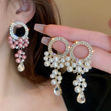 Graduation Gift New Arrival Earrings Fashion Alloy Trendy Water Drop Women Dangle Long Pearl Elegant Female Jewelry